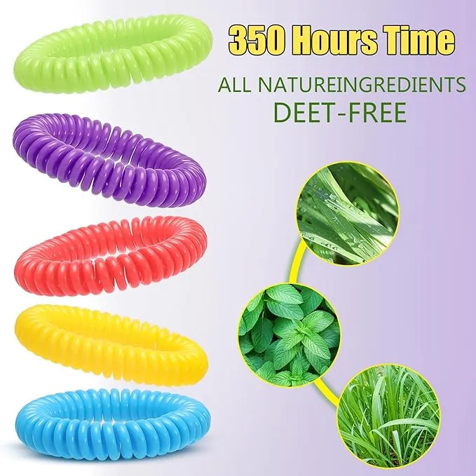Scentpellent 48 Pack Waterproof Mosquito Bracelets with 60 Patches, Deet Free Citronella Mosquito Patches Bands, Mosquito Bracelets for Kids Adults Outdoor Hiking, Individually Wrapped