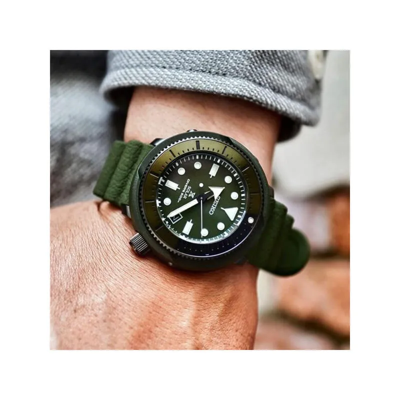 Seiko Prospex Tuna Solar STREET SERIES SNE535P1 Diver's Watch with  Military Green Silicone Strap | Men's 200M Dive Watch