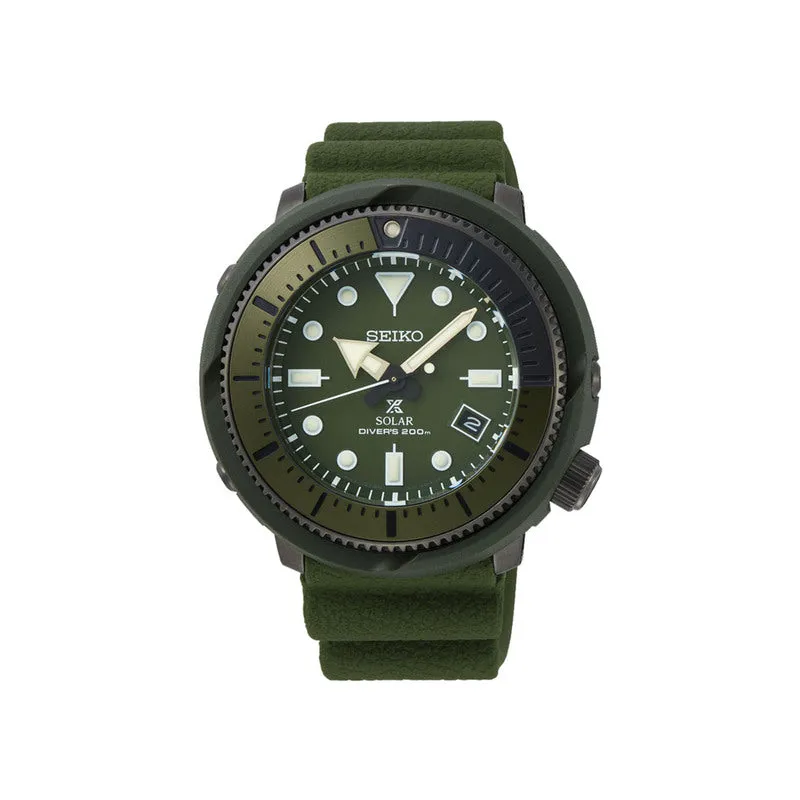 Seiko Prospex Tuna Solar STREET SERIES SNE535P1 Diver's Watch with  Military Green Silicone Strap | Men's 200M Dive Watch