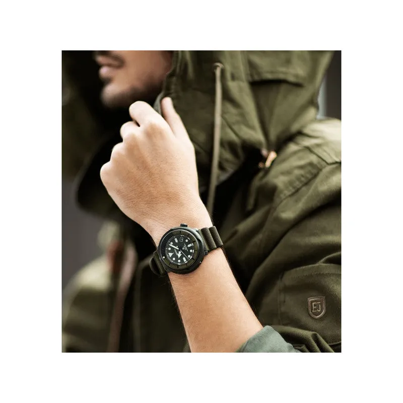 Seiko Prospex Tuna Solar STREET SERIES SNE535P1 Diver's Watch with  Military Green Silicone Strap | Men's 200M Dive Watch