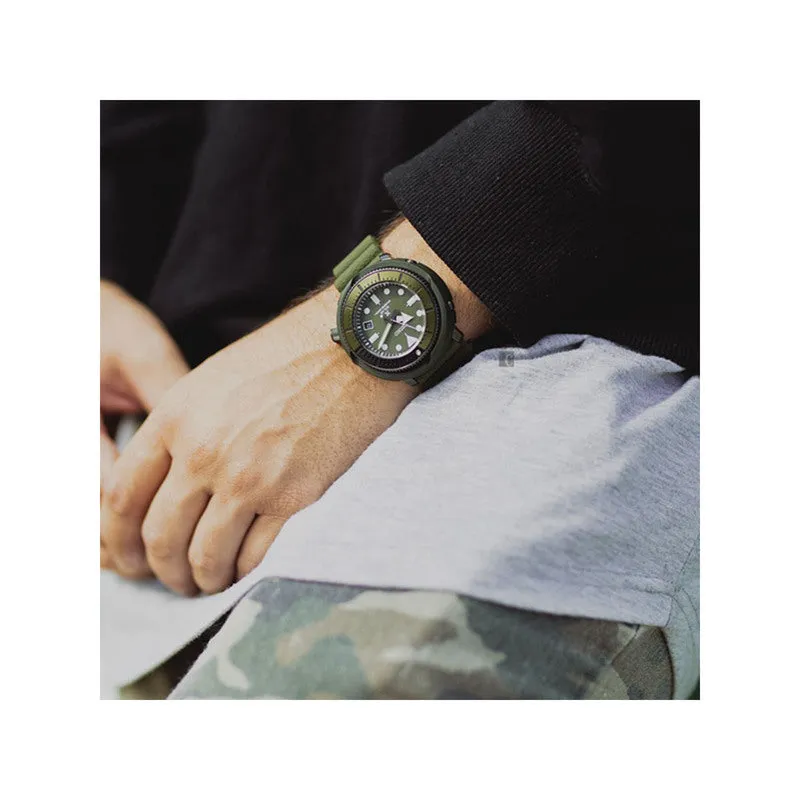 Seiko Prospex Tuna Solar STREET SERIES SNE535P1 Diver's Watch with  Military Green Silicone Strap | Men's 200M Dive Watch
