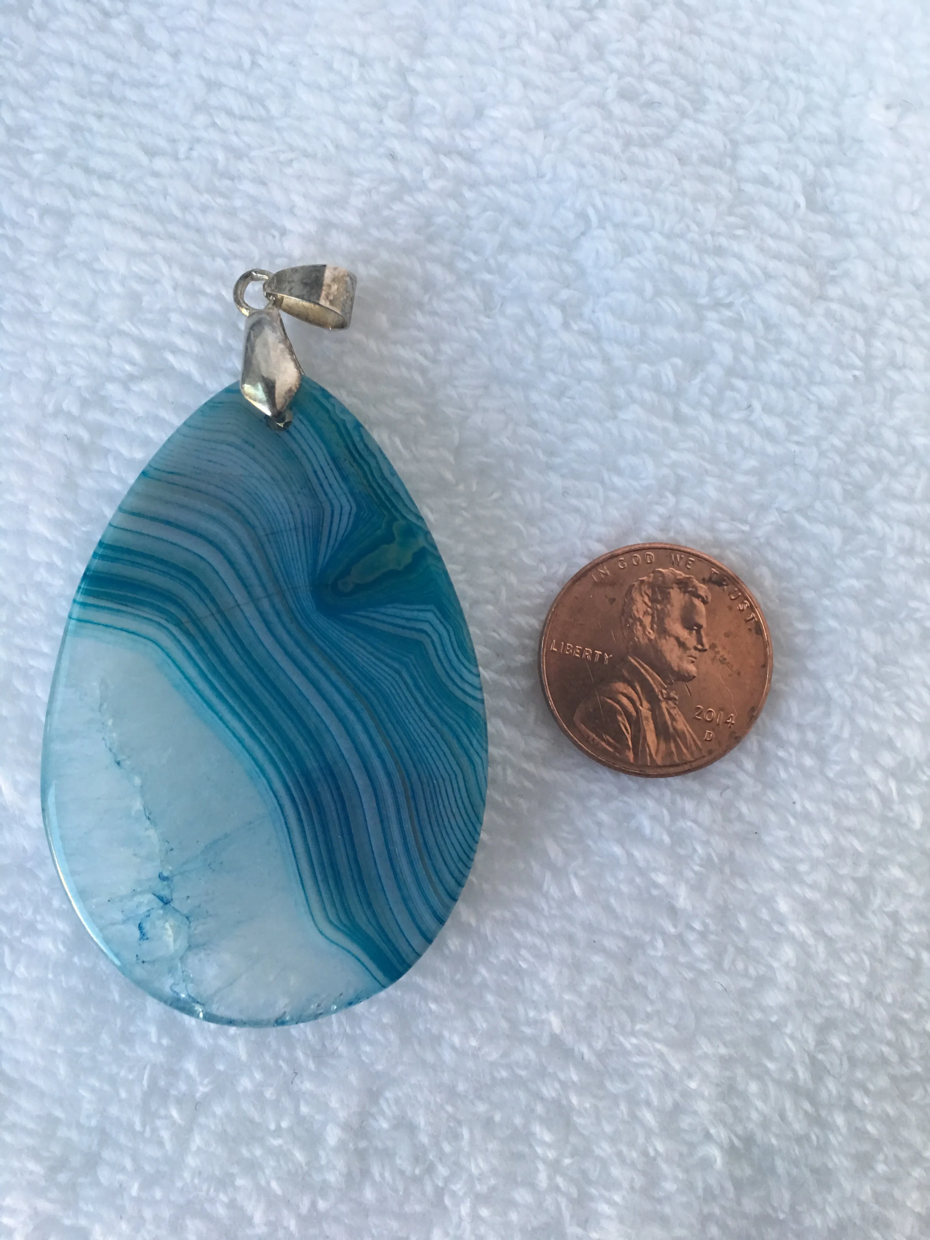 SERENA - Blue & Grey Onyx Agate Teardrop Pendant