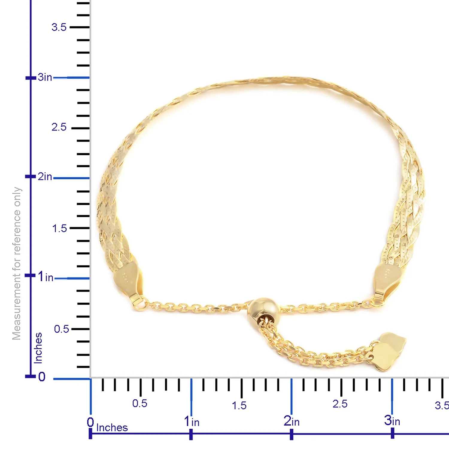 SET of 2 Sterling Silver/14K YG over Silver Braided Adjustable Bracelet