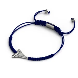 Shark Tooth Navy Macrame Bracelet by Lauren Howe | .925 Sterling Silver | Crystal