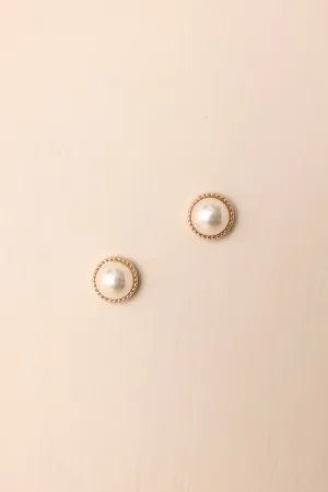 Shine With Me Gold & Ivory Pearl Stud Earrings