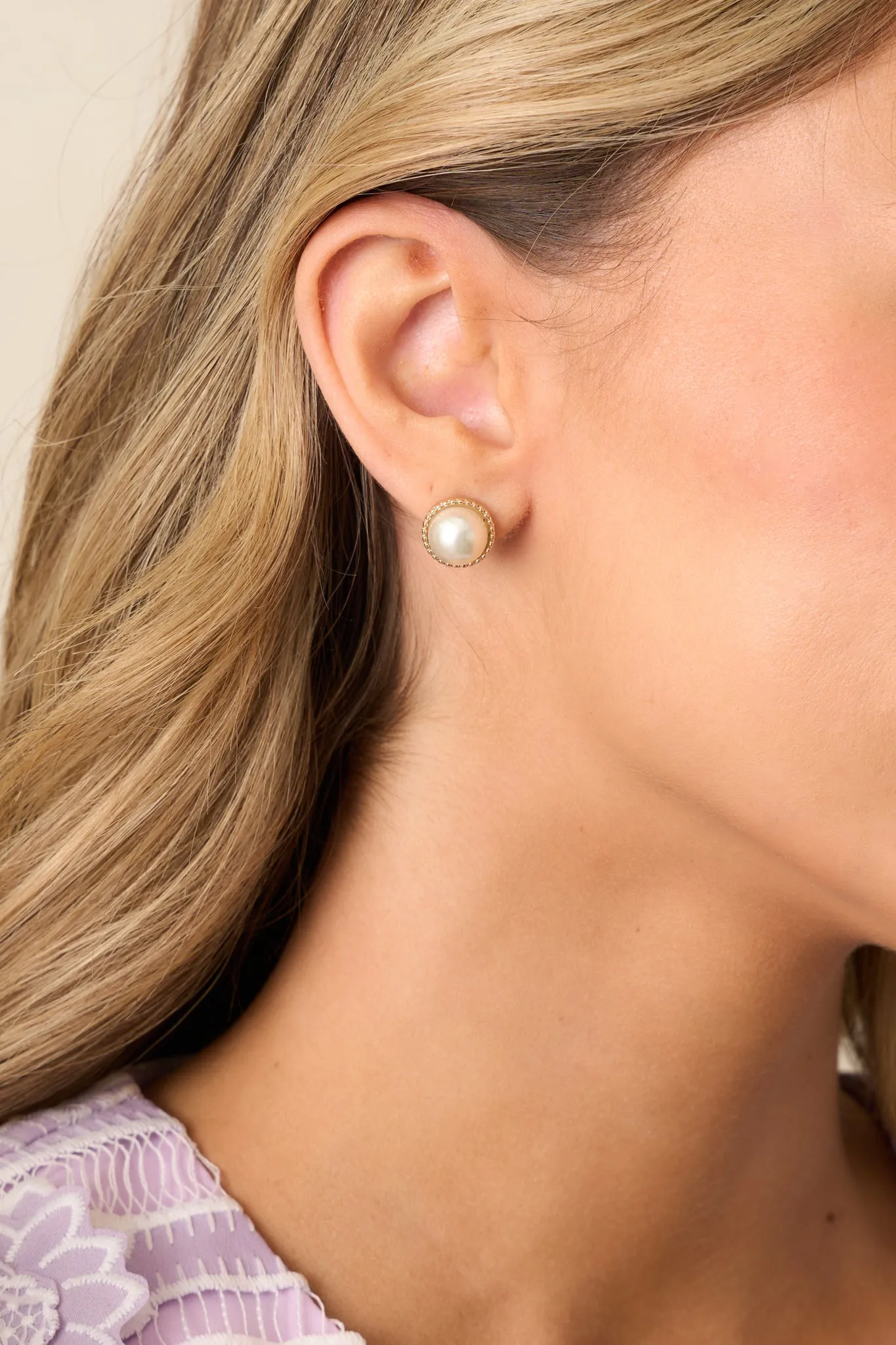 Shine With Me Gold & Ivory Pearl Stud Earrings