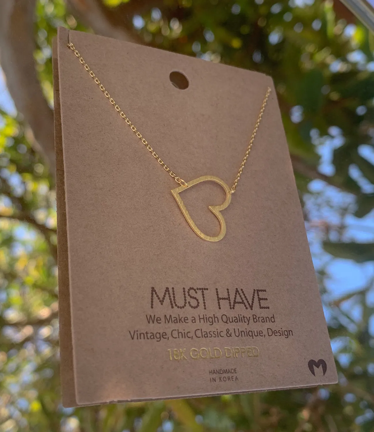 Side Heart Necklace(Gold)