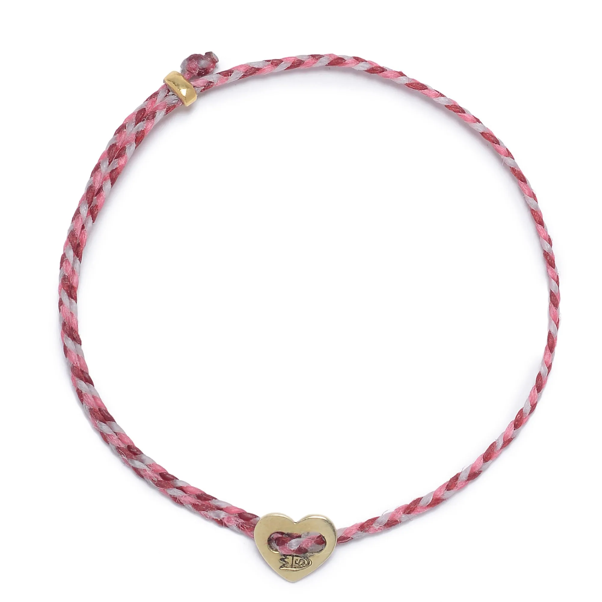 Signature Heart Button Bracelet in Hot Pink Red & White