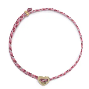 Signature Heart Button Bracelet in Hot Pink Red & White