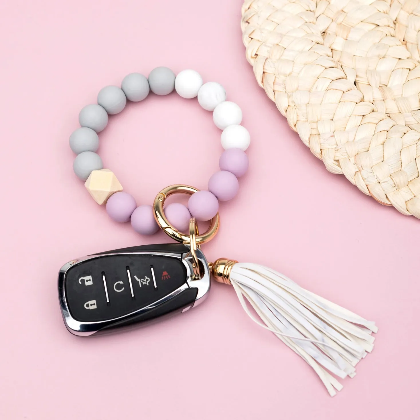 Silicone Color Block Key Ring Bracelet