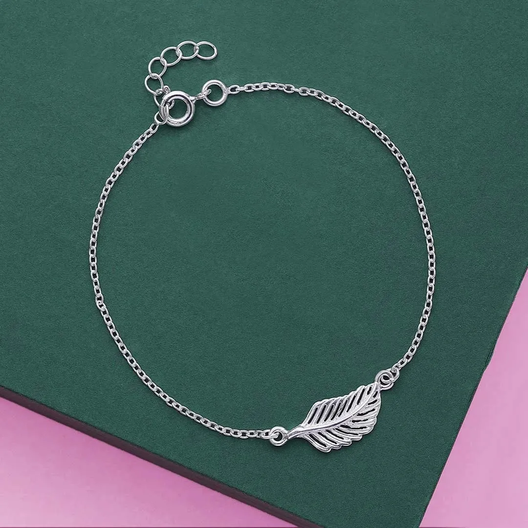 Silver Bracelet for Women - Krishna Divine Leafy Design