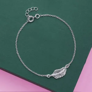 Silver Bracelet for Women - Krishna Divine Leafy Design