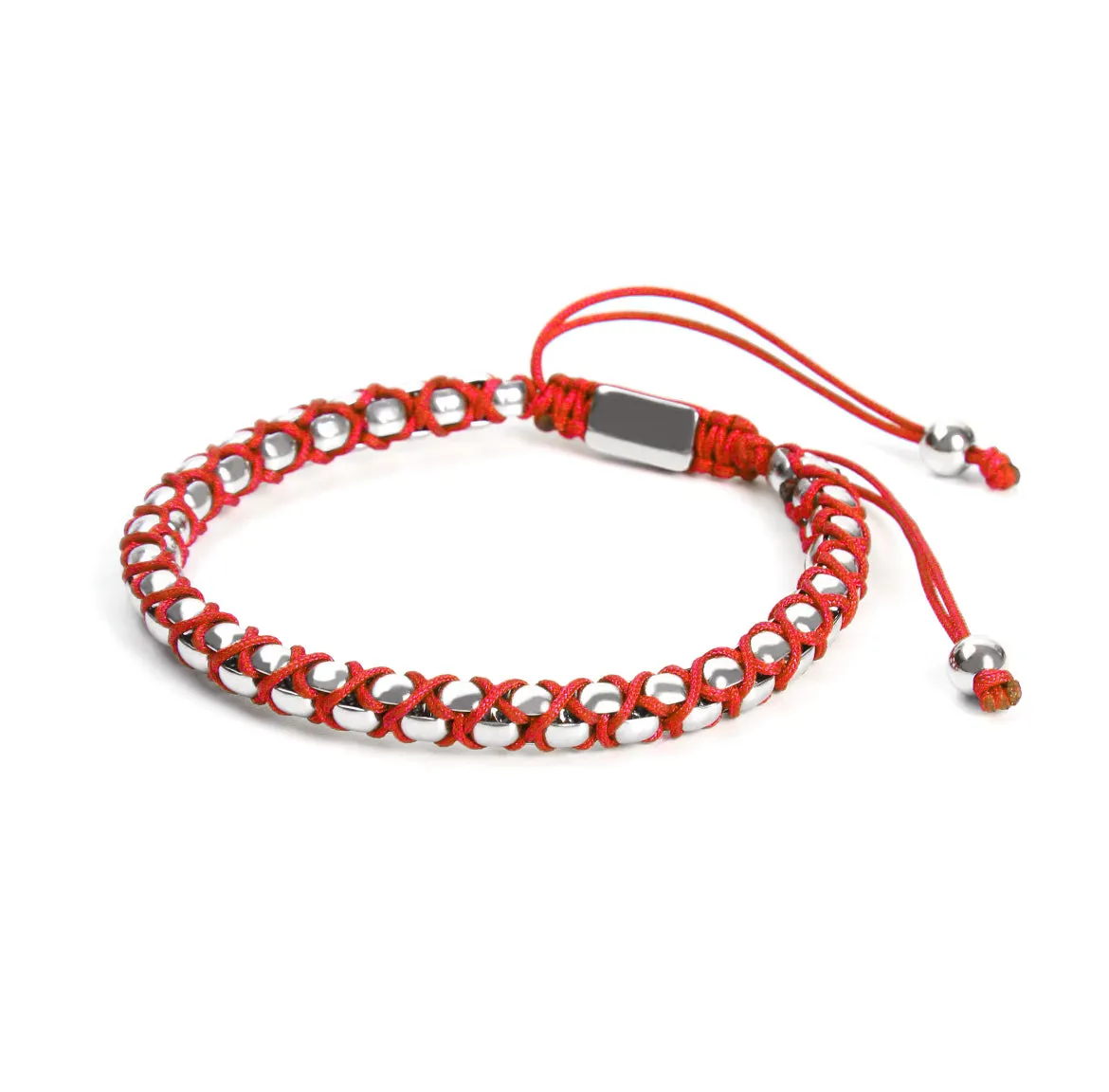 Silver Chain & Red String Braided Bracelet