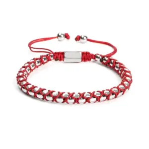 Silver Chain & Red String Braided Bracelet