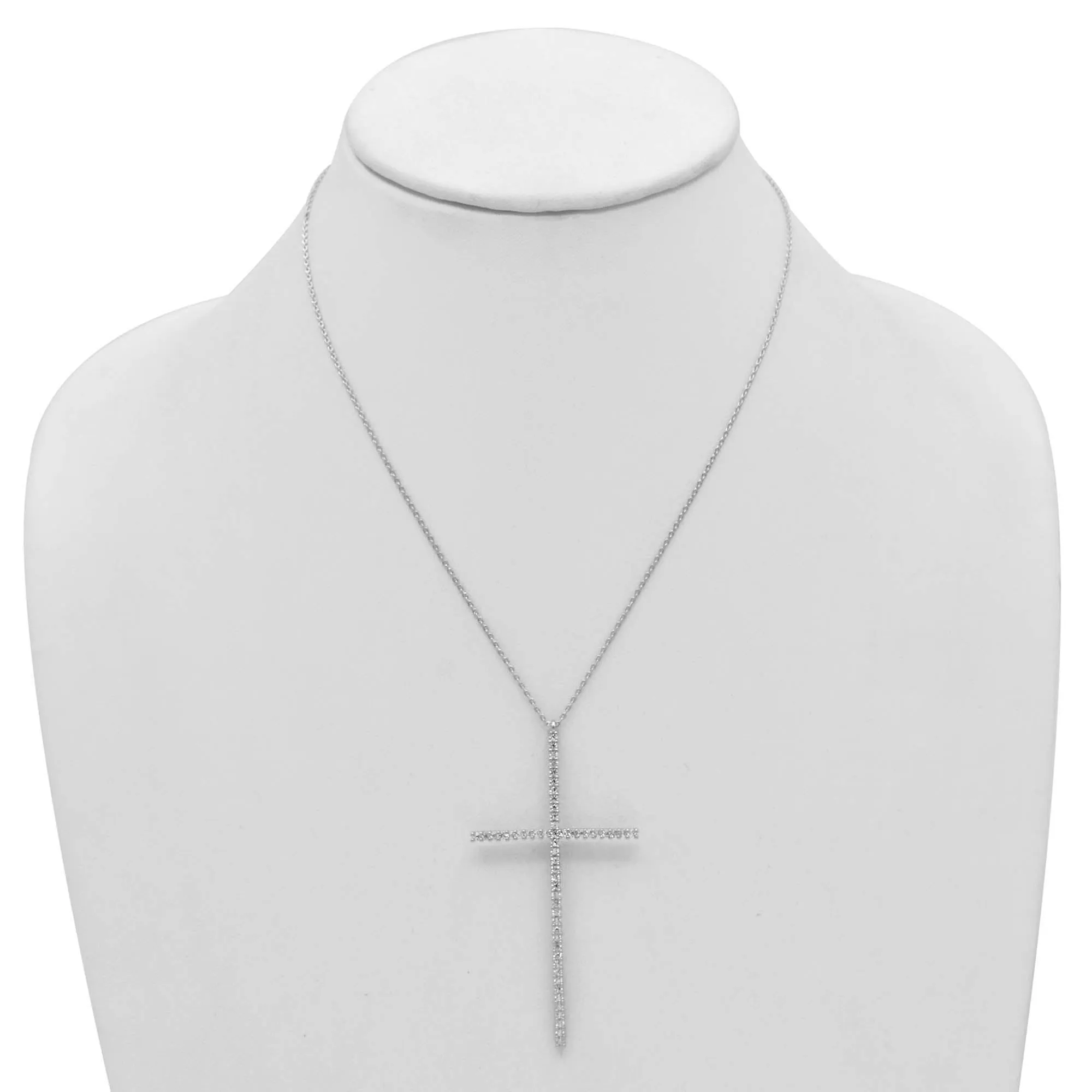 SILVER CRYSTAL CROSS PENDANT CHAIN NECKLACE #PN2181S(NE12)