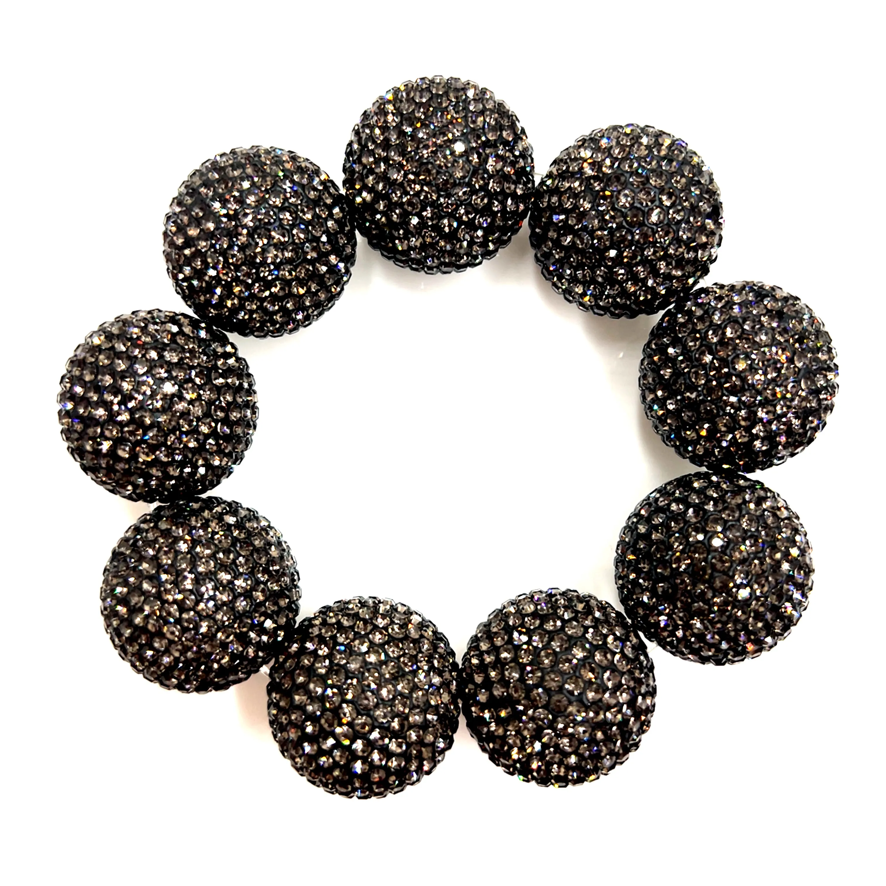 Silver Crystal Sphere Stretch Statement Bracelet