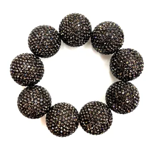 Silver Crystal Sphere Stretch Statement Bracelet