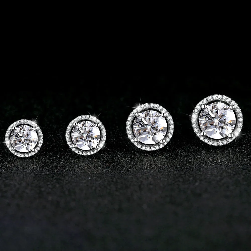 Silver D Color Round Cut Earrings Jewelry