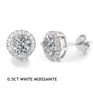 Silver D Color Round Cut Earrings Jewelry
