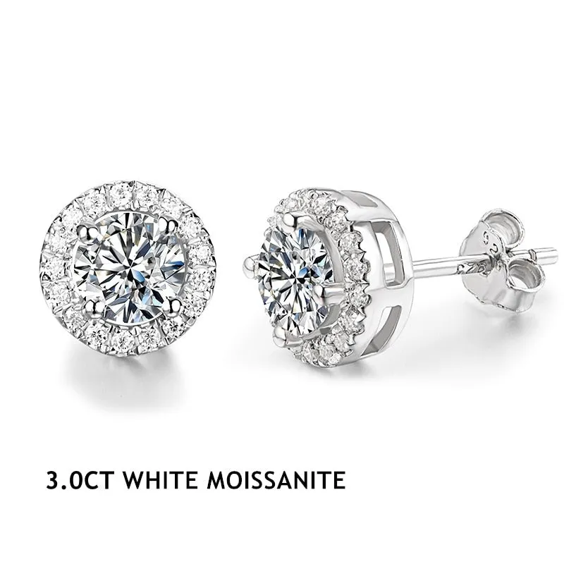 Silver D Color Round Cut Earrings Jewelry