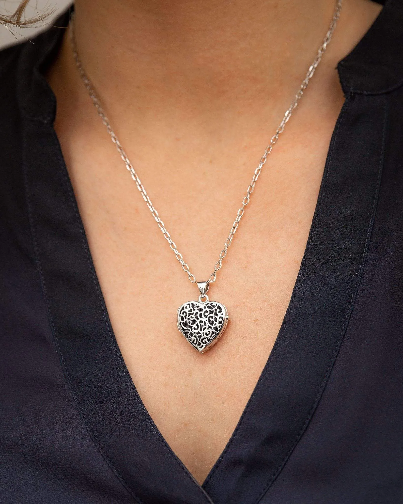 Silver Filigree Heart Locket Urn