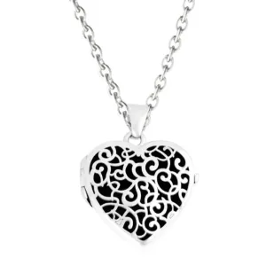 Silver Filigree Heart Locket Urn
