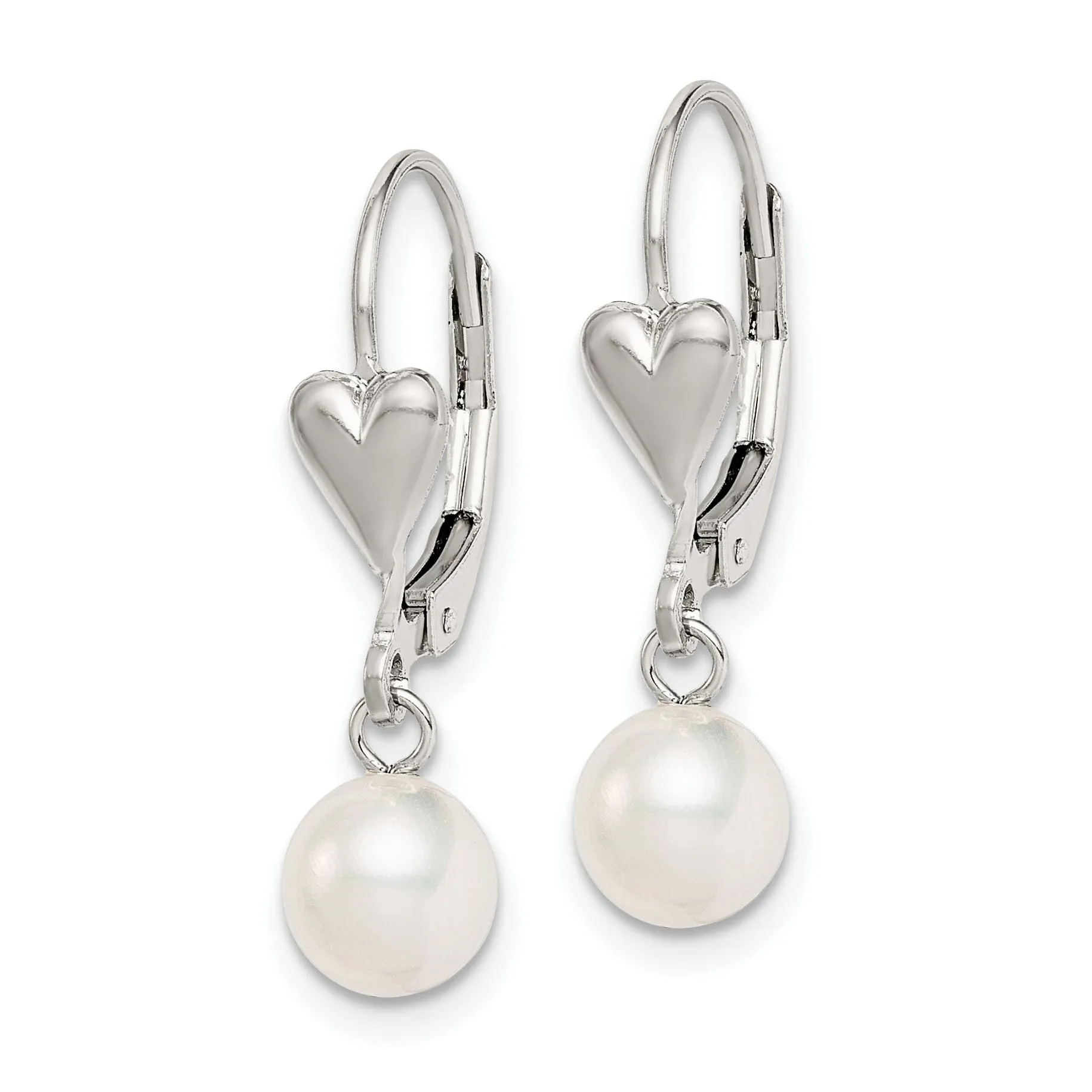 Silver Fresh Water Pearl Leverback Earrings