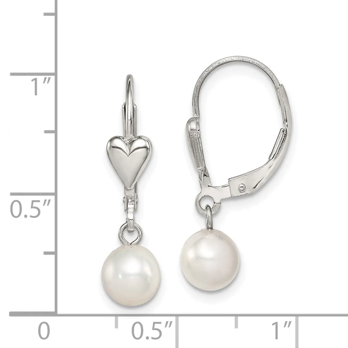 Silver Fresh Water Pearl Leverback Earrings