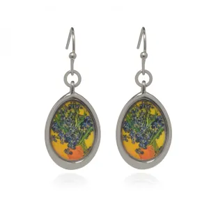 Silver Plated Small Irises Fish Wire Drop Earring