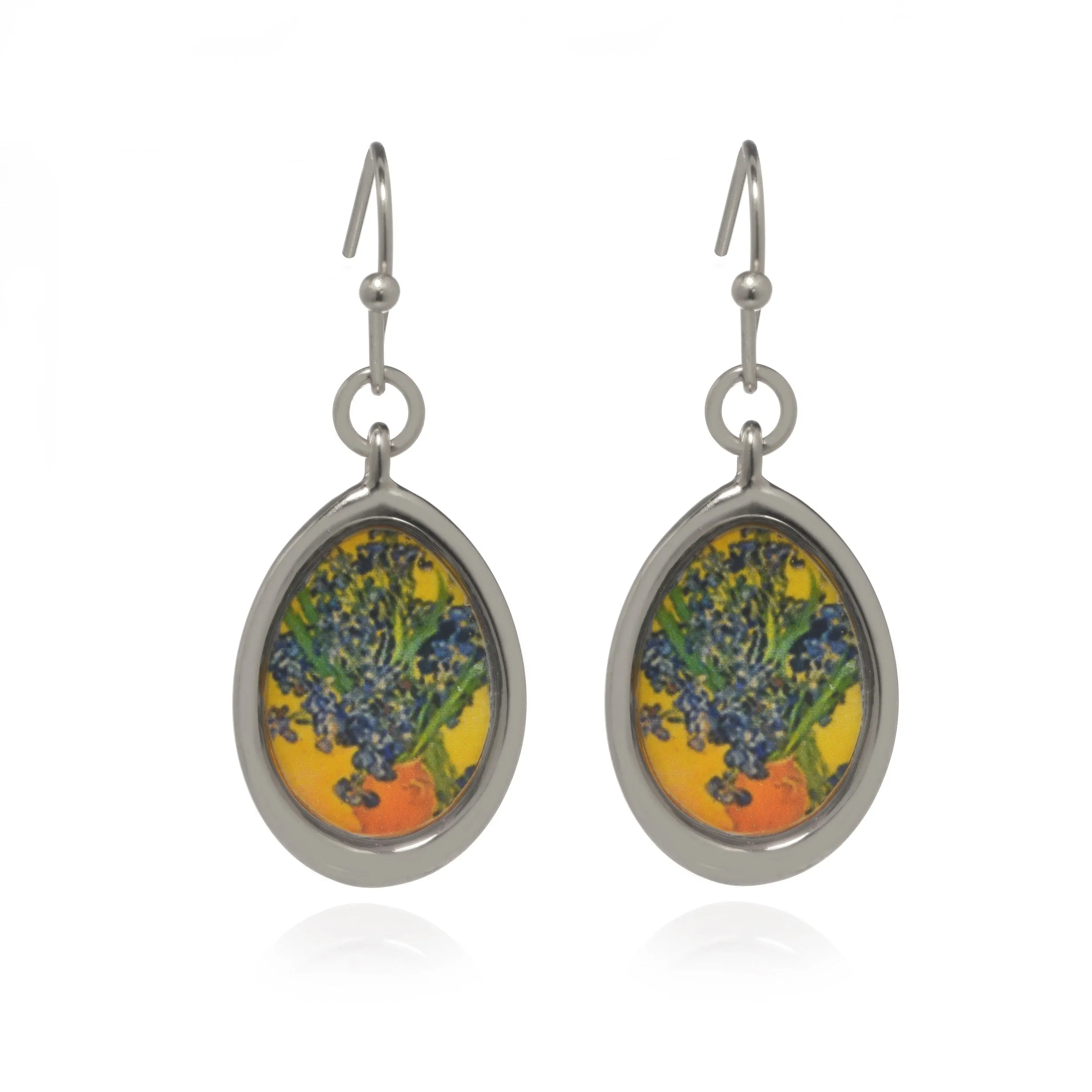Silver Plated Small Irises Fish Wire Drop Earring