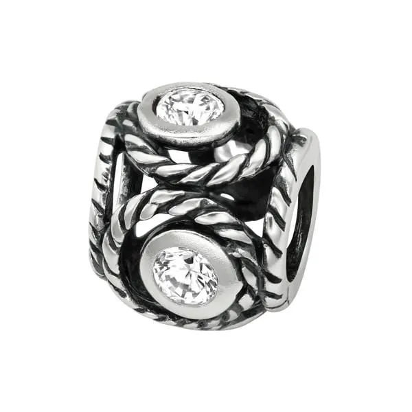 Silver Round Charm Bead