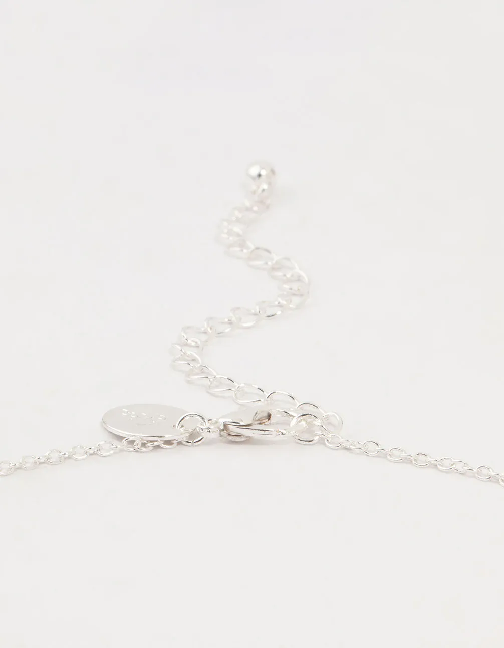 Silver Station Pearl Diamante Bow Necklace