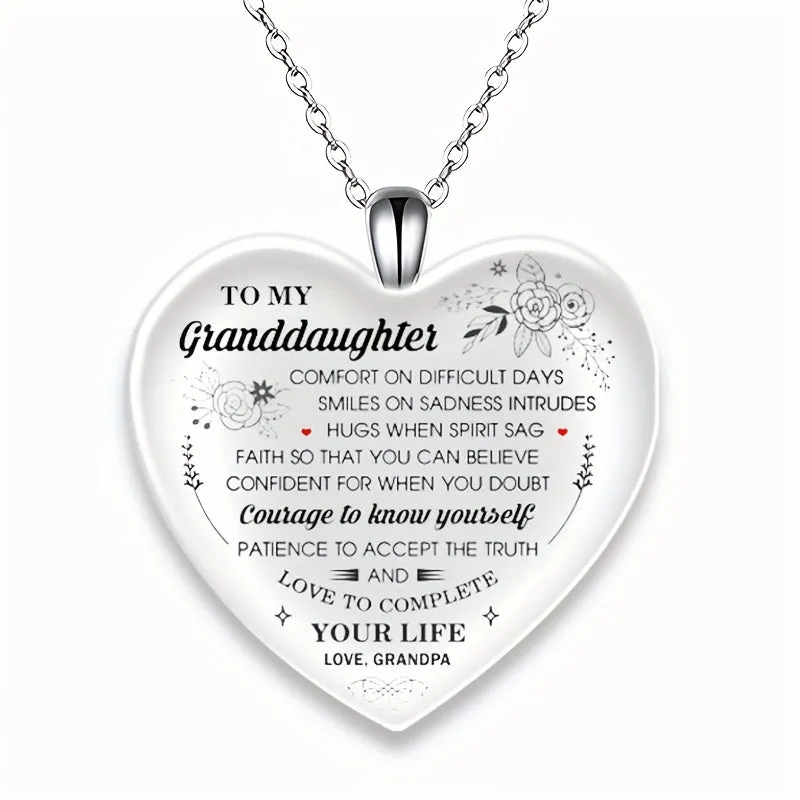 Silvery Crystal Heart Pendant Necklace - Family Gift