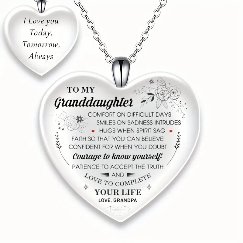 Silvery Crystal Heart Pendant Necklace - Family Gift