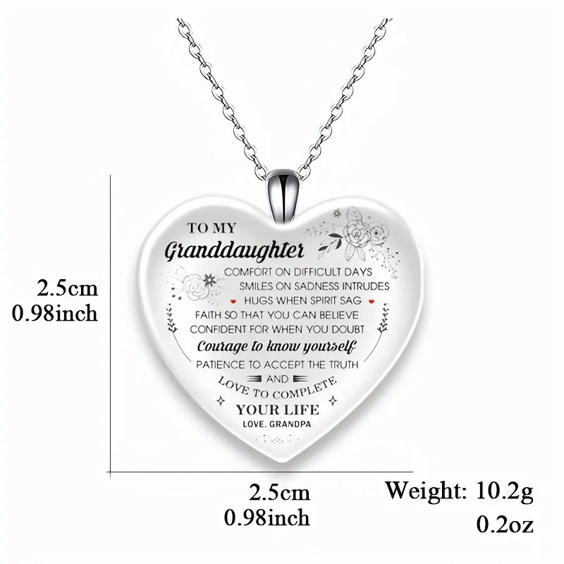 Silvery Crystal Heart Pendant Necklace - Family Gift