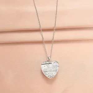 Silvery Crystal Heart Pendant Necklace - Family Gift