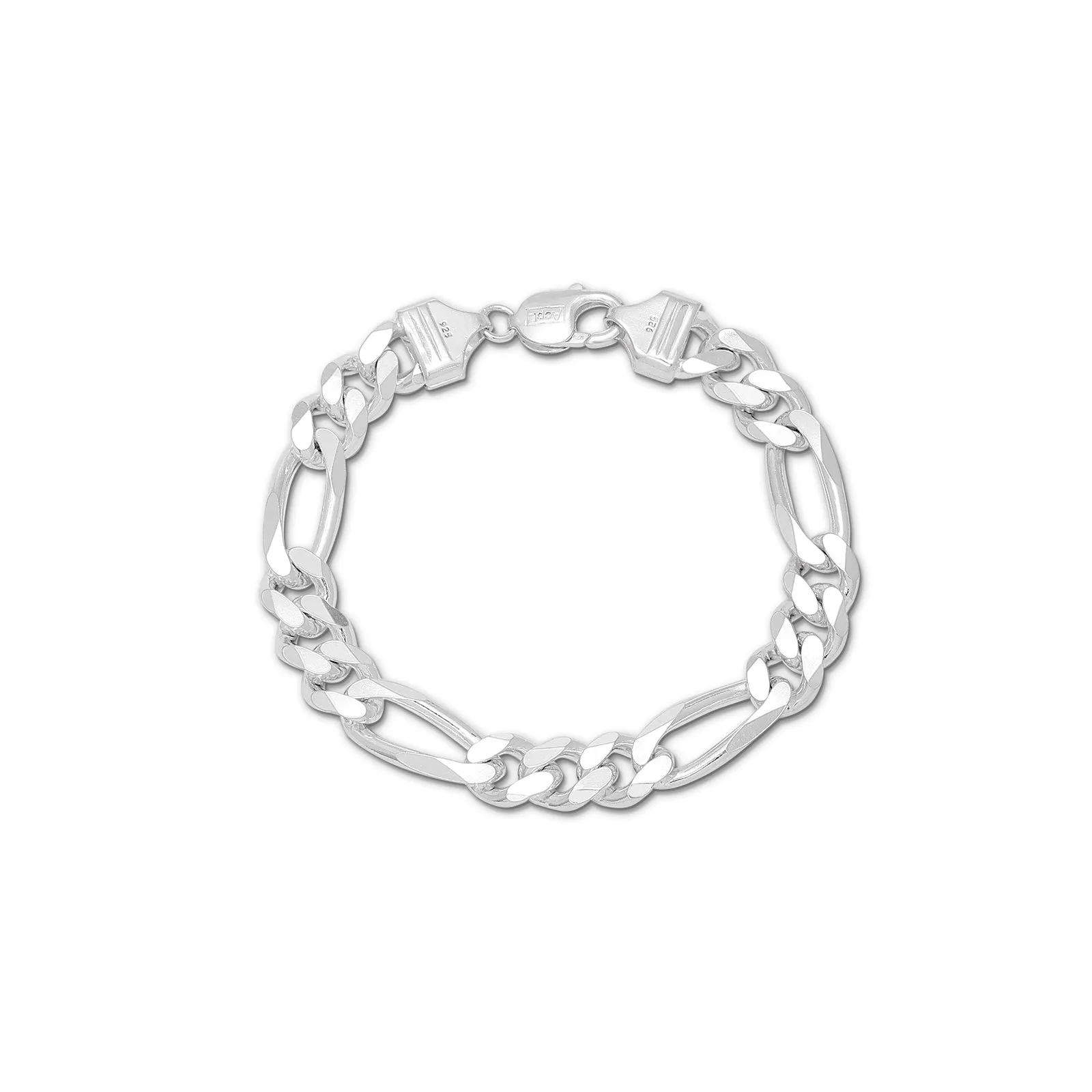 Simple 925 Sterling Silver Titan Figaro Link Chain Bracelet for Men