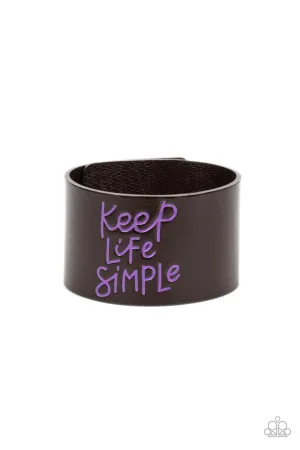 Simply Stunning - Purple - Brown Leather "Keep Life Simple" Script Inspirational Paparazzi Wrap Bracelet