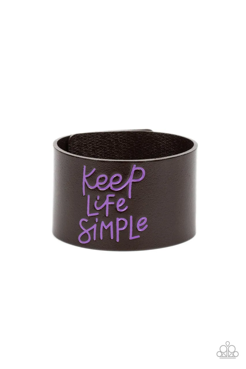 Simply Stunning - Purple - Brown Leather "Keep Life Simple" Script Inspirational Paparazzi Wrap Bracelet