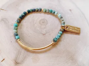 Single Gemstone Bracelets with Gold Bar