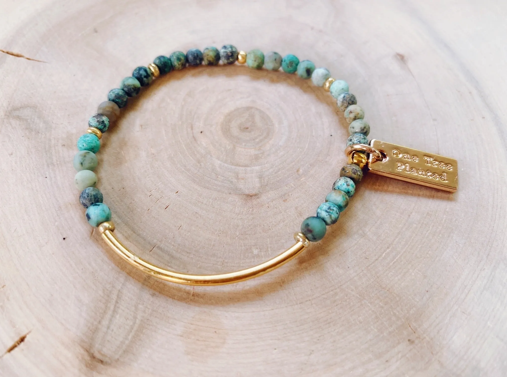 Single Gemstone Bracelets with Gold Bar