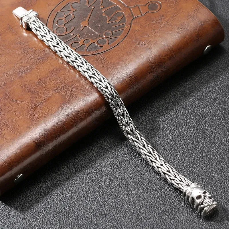 Skull Braided Punk Bracelet