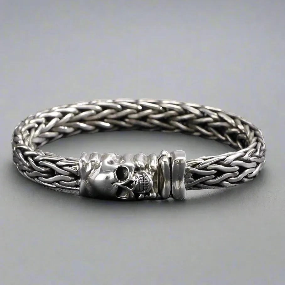 Skull Braided Punk Bracelet