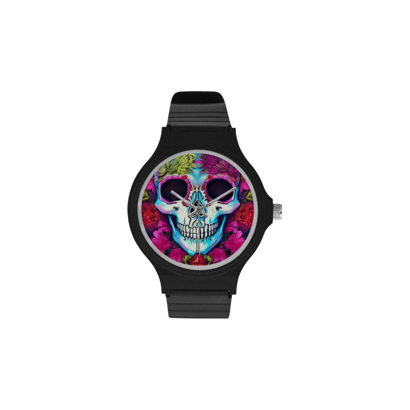 Skull Bright Floral Round Watch