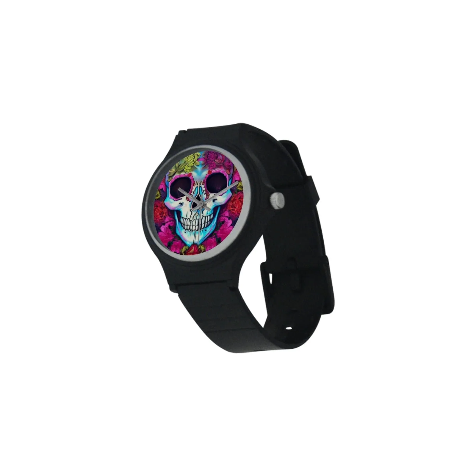 Skull Bright Floral Round Watch