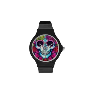 Skull Bright Floral Round Watch