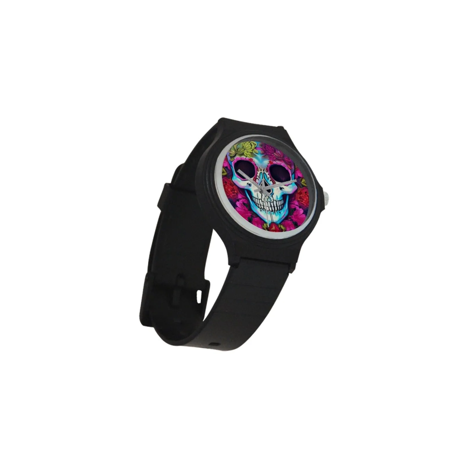 Skull Bright Floral Round Watch
