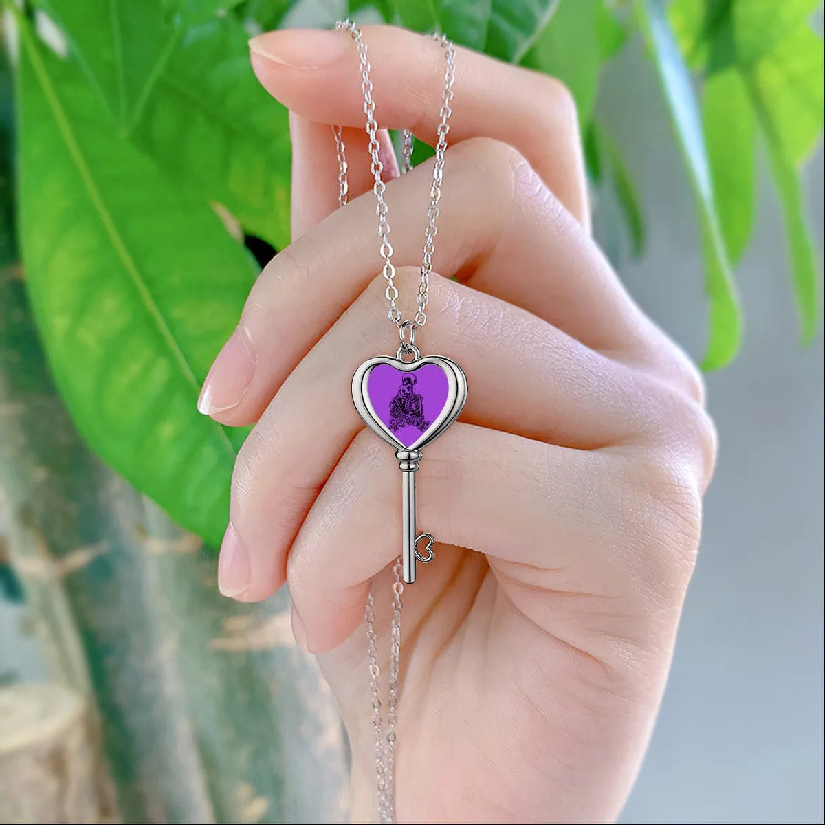 Skull Lovers Heart Shaped Key Necklace
