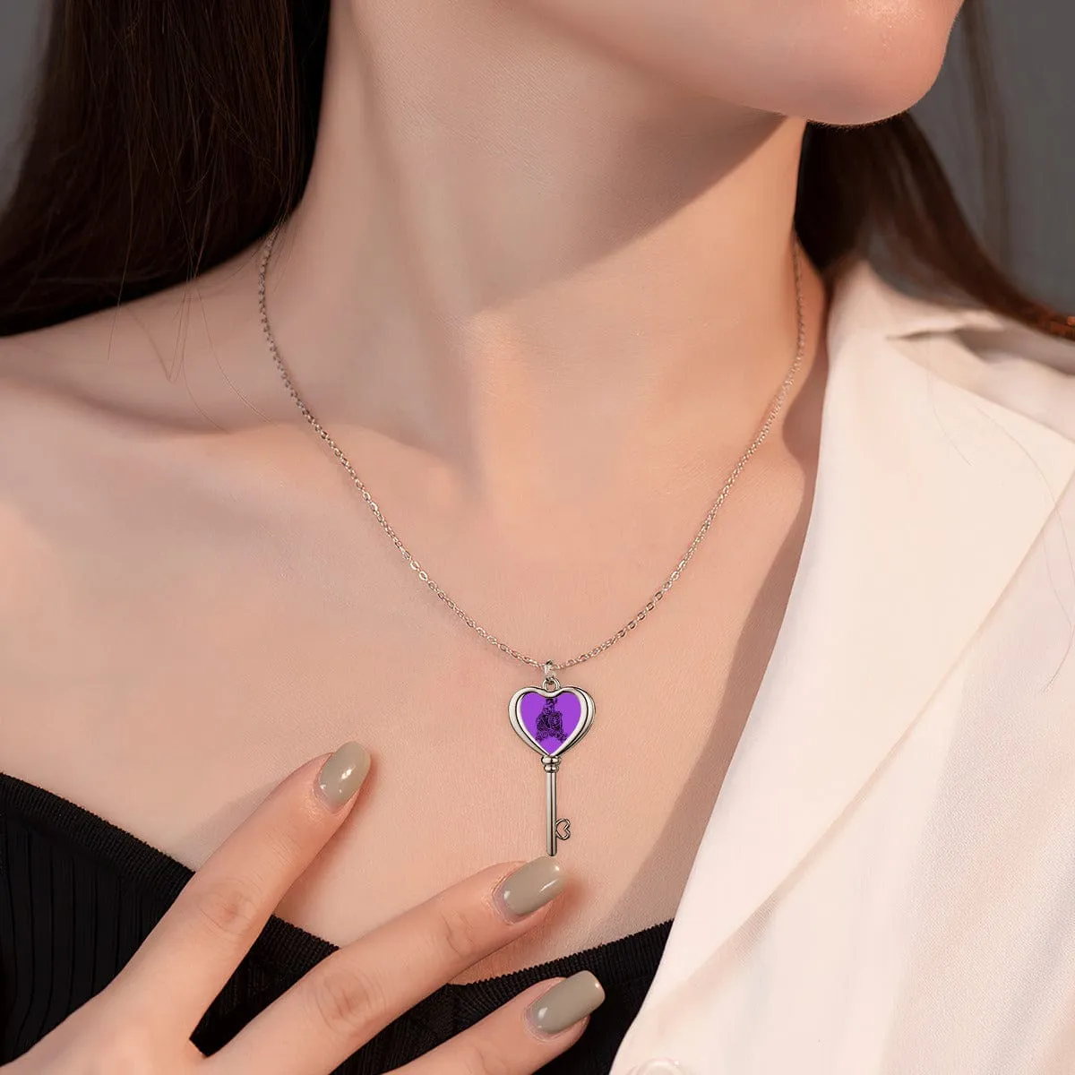 Skull Lovers Heart Shaped Key Necklace