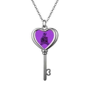 Skull Lovers Heart Shaped Key Necklace